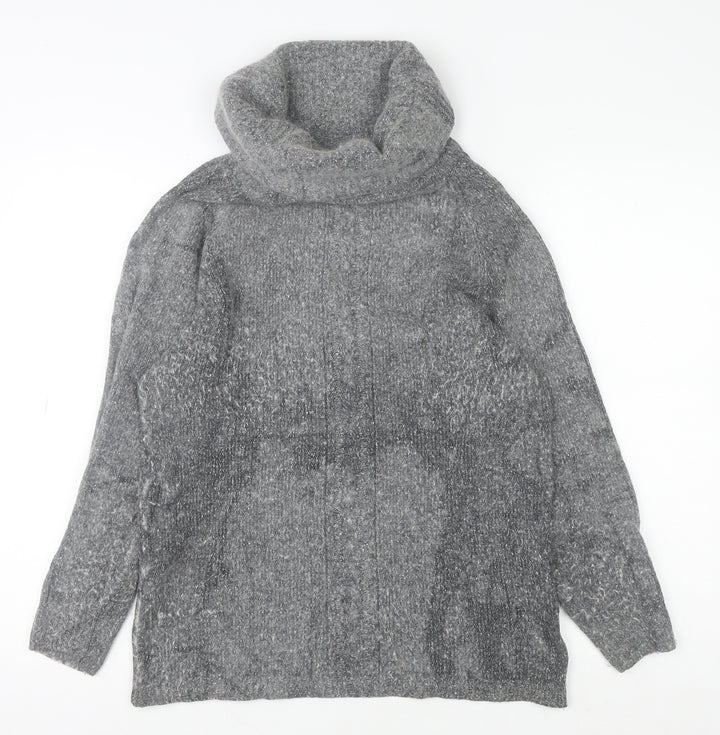 Expressions Womens Grey Silk Blend Cowl Neck Jumper Size 10