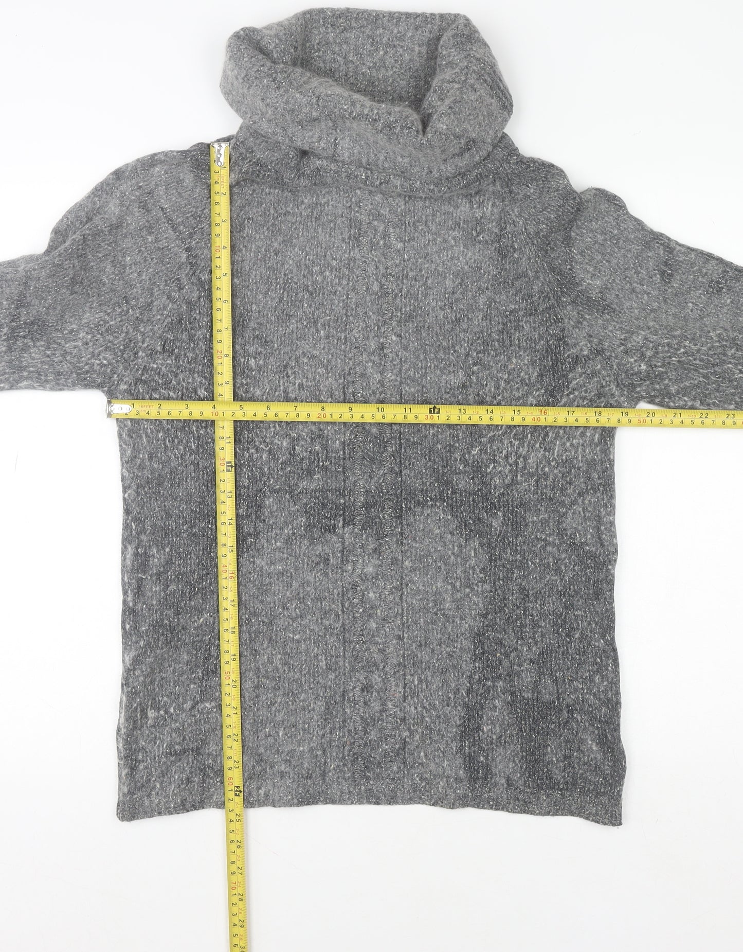 Expressions Womens Grey Silk Blend Cowl Neck Jumper Size 10