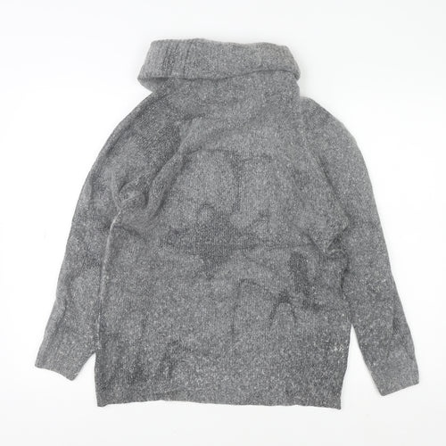 Expressions Womens Grey Silk Blend Cowl Neck Jumper Size 10