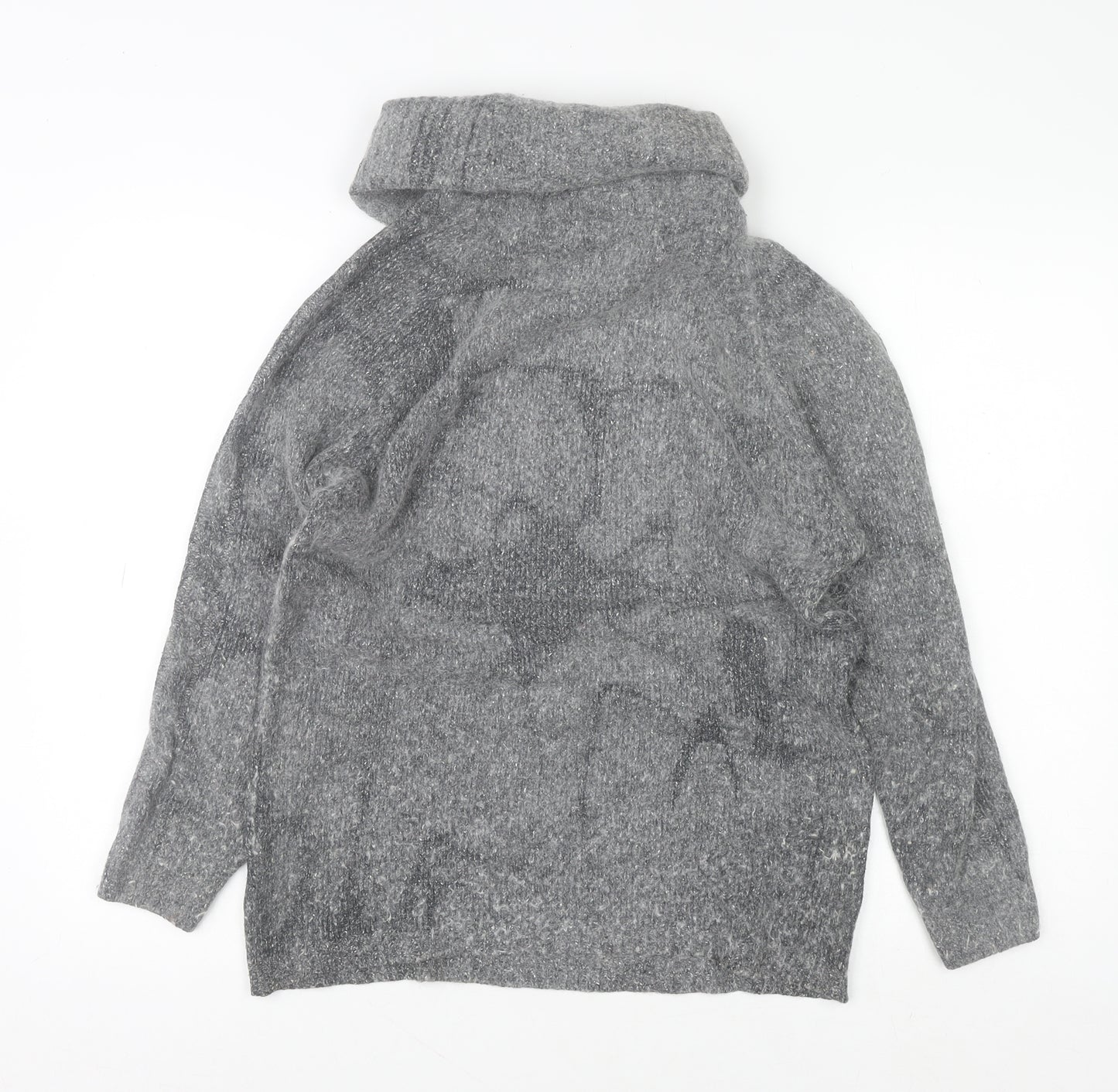 Expressions Womens Grey Silk Blend Cowl Neck Jumper Size 10