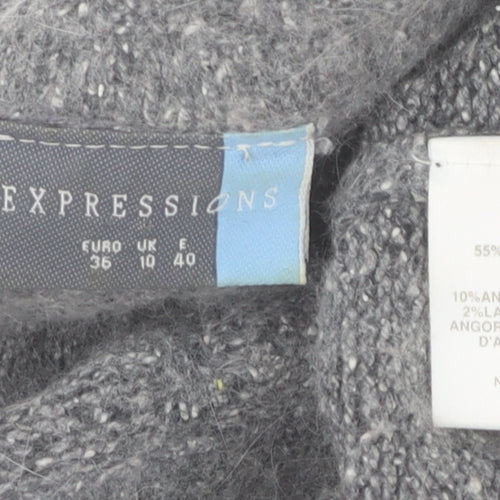 Expressions Womens Grey Silk Blend Cowl Neck Jumper Size 10
