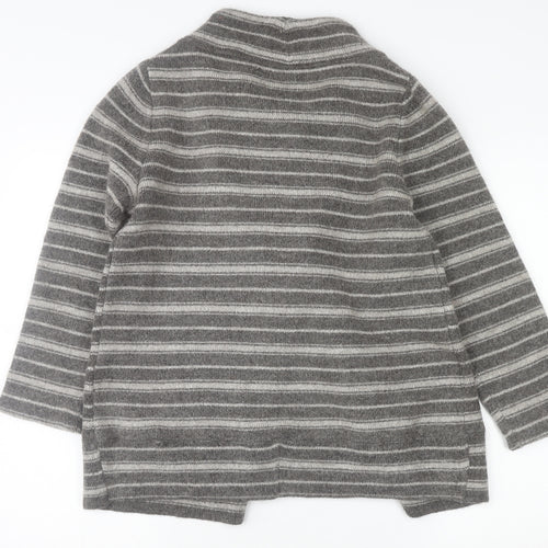 Ellen Tracy Womens Grey Striped Cowl Neck Cardigan Medium