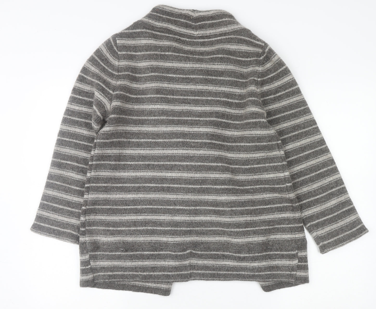 Ellen Tracy Womens Grey Striped Cowl Neck Cardigan Medium
