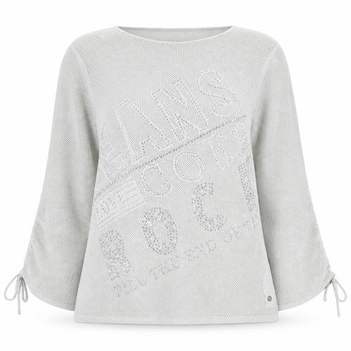 Monari Women Silver 3/4 Sleeve Knit Jersey Blouse Size 12
