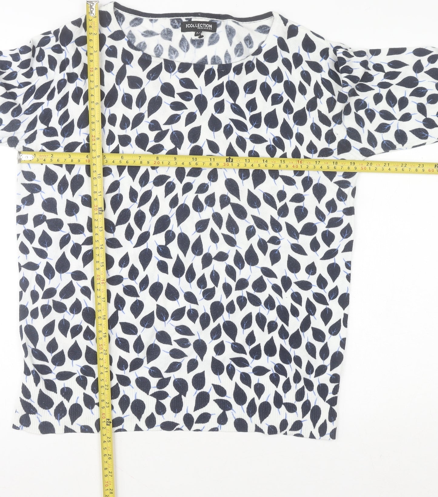 Debenhams The Collection Women’s Blue Leaf Print Cotton Top Size 14