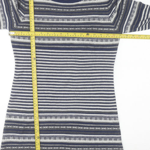 First Avenue Women's Blue Striped Jumper Dress Size S 3/4 Sleeve Knit