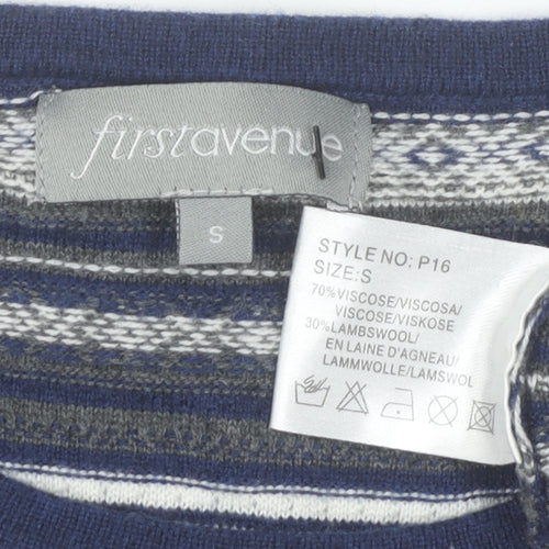 First Avenue Women's Blue Striped Jumper Dress Size S 3/4 Sleeve Knit