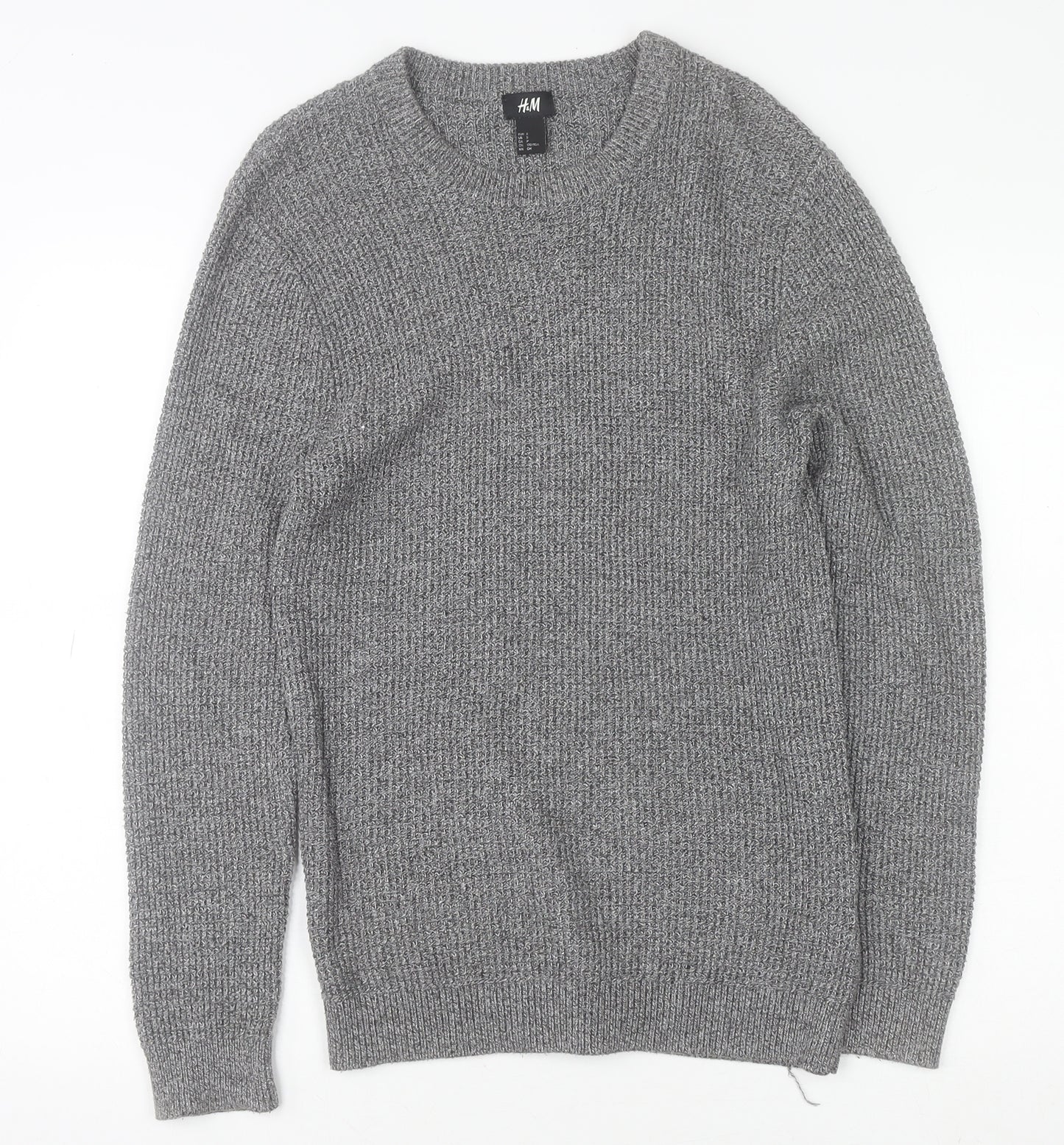 H&M Women's Grey Knit Crew Neck Long Sleeve Pullover Jumper Size S