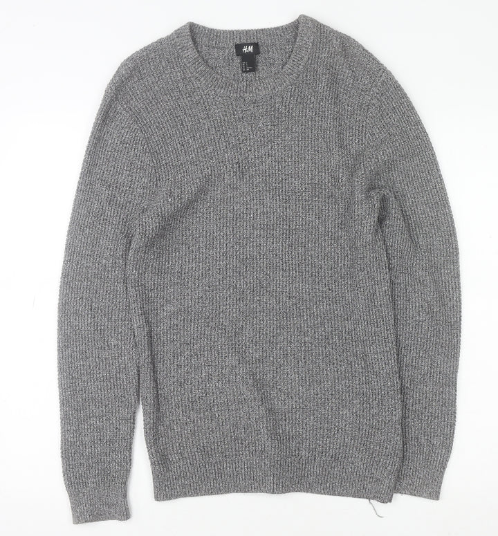 H&M Women's Grey Knit Crew Neck Long Sleeve Pullover Jumper Size S
