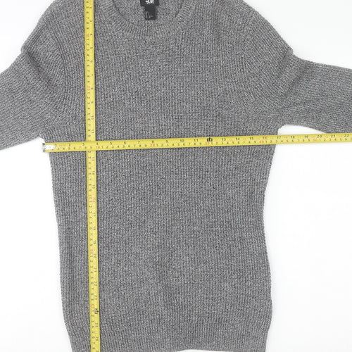 H&M Women's Grey Knit Crew Neck Long Sleeve Pullover Jumper Size S