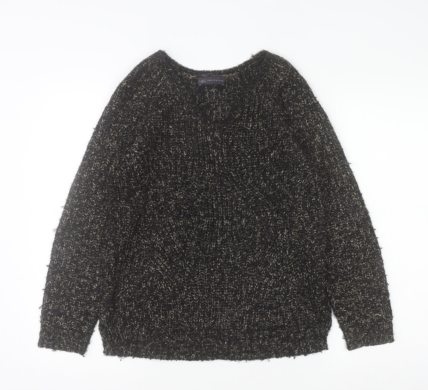 Marks and Spencer Women's Black Chunky Knit Jumper Size 8