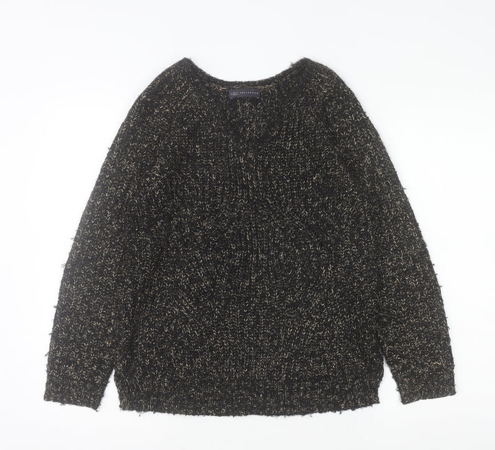 Marks and Spencer Women's Black Chunky Knit Jumper Size 8