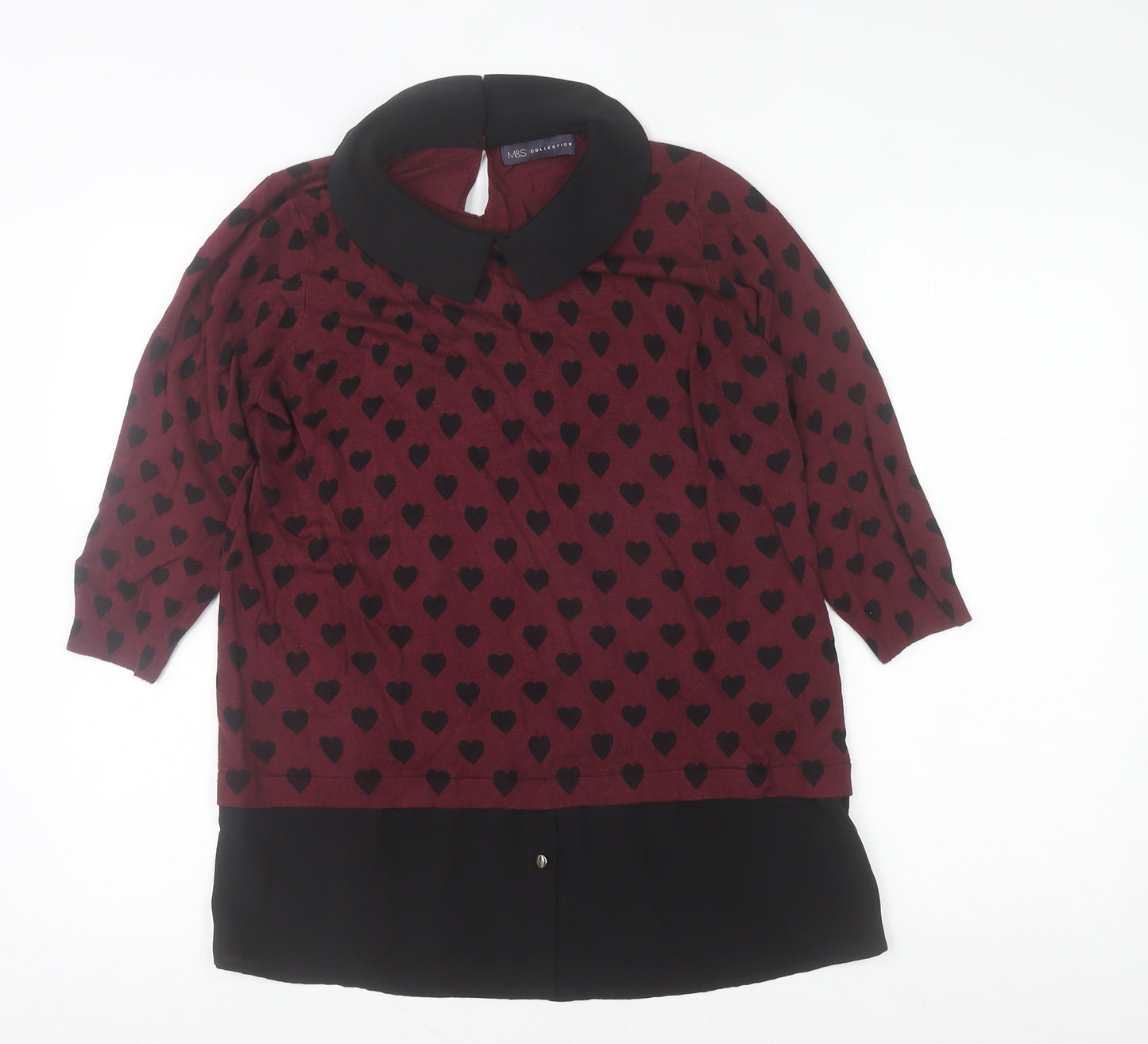 Marks and Spencer Women’s Red Heart Collared Tunic Blouse UK 14