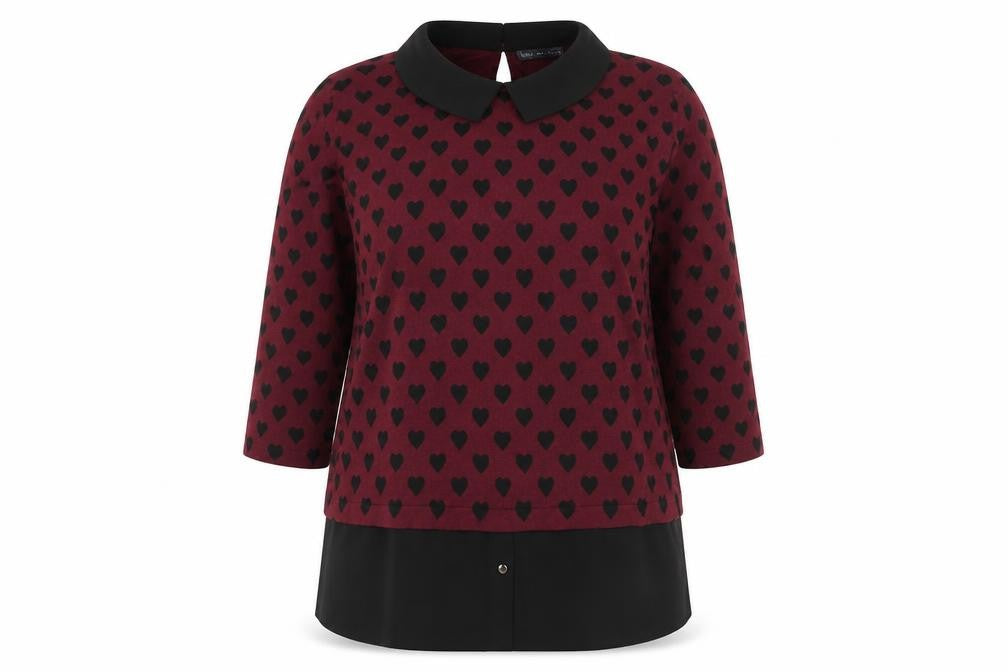 Marks and Spencer Women’s Red Heart Collared Tunic Blouse UK 14