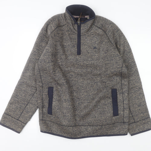 Mantaray Men's Grey Half Zip Knit Sweatshirt Fleece Lined M