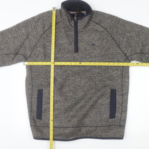 Mantaray Men's Grey Half Zip Knit Sweatshirt Fleece Lined M