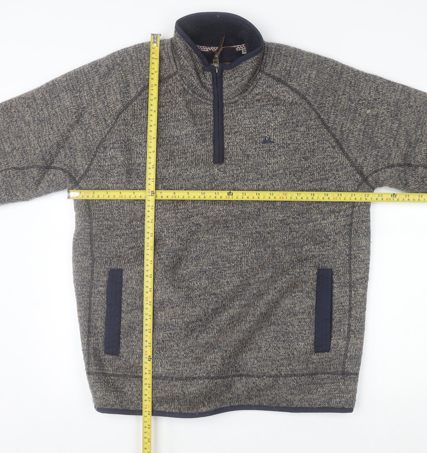 Mantaray Men's Grey Half Zip Knit Sweatshirt Fleece Lined M