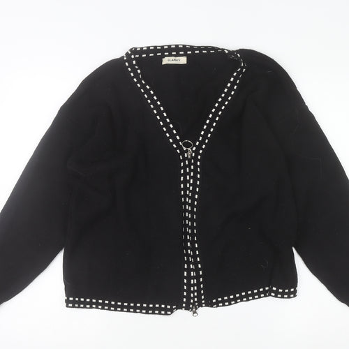 Glamify Women’s Black V-Neck Zip Cardigan M Long Sleeve Knitwear