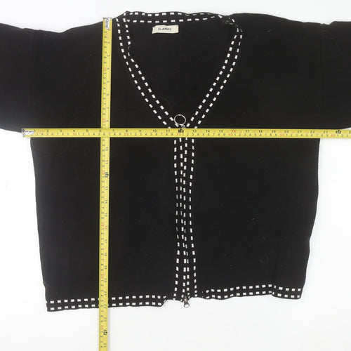 Glamify Women’s Black V-Neck Zip Cardigan M Long Sleeve Knitwear