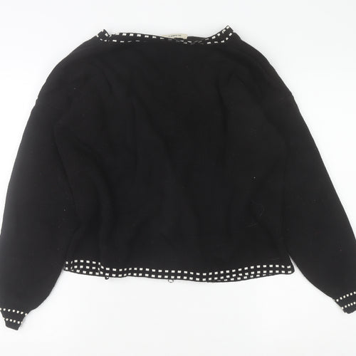 Glamify Women’s Black V-Neck Zip Cardigan M Long Sleeve Knitwear