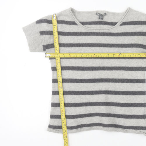 Gap Women’s Grey Striped Cashmere Short Sleeve Knit Top Size S