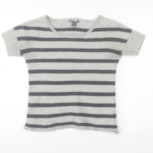 Gap Women’s Grey Striped Cashmere Short Sleeve Knit Top Size S