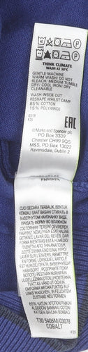 Marks and Spencer Men's Blue Collared Henley Sweatshirt Size L