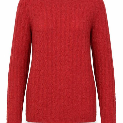 Jones New York Women’s Red Cable-Knit Crew Neck Pullover Jumper Size M