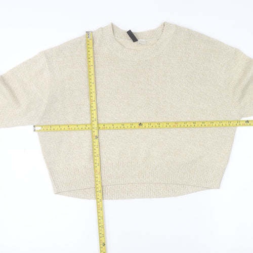 H&M Women Beige Crew Neck Pullover Jumper Size S Acrylic Knit