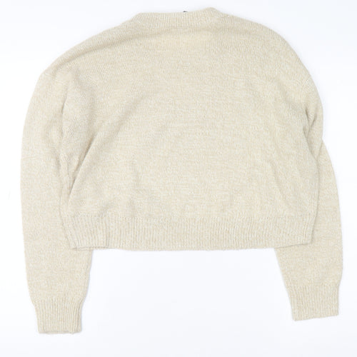 H&M Women Beige Crew Neck Pullover Jumper Size S Acrylic Knit