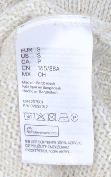 H&M Women Beige Crew Neck Pullover Jumper Size S Acrylic Knit