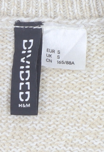 H&M Women Beige Crew Neck Pullover Jumper Size S Acrylic Knit