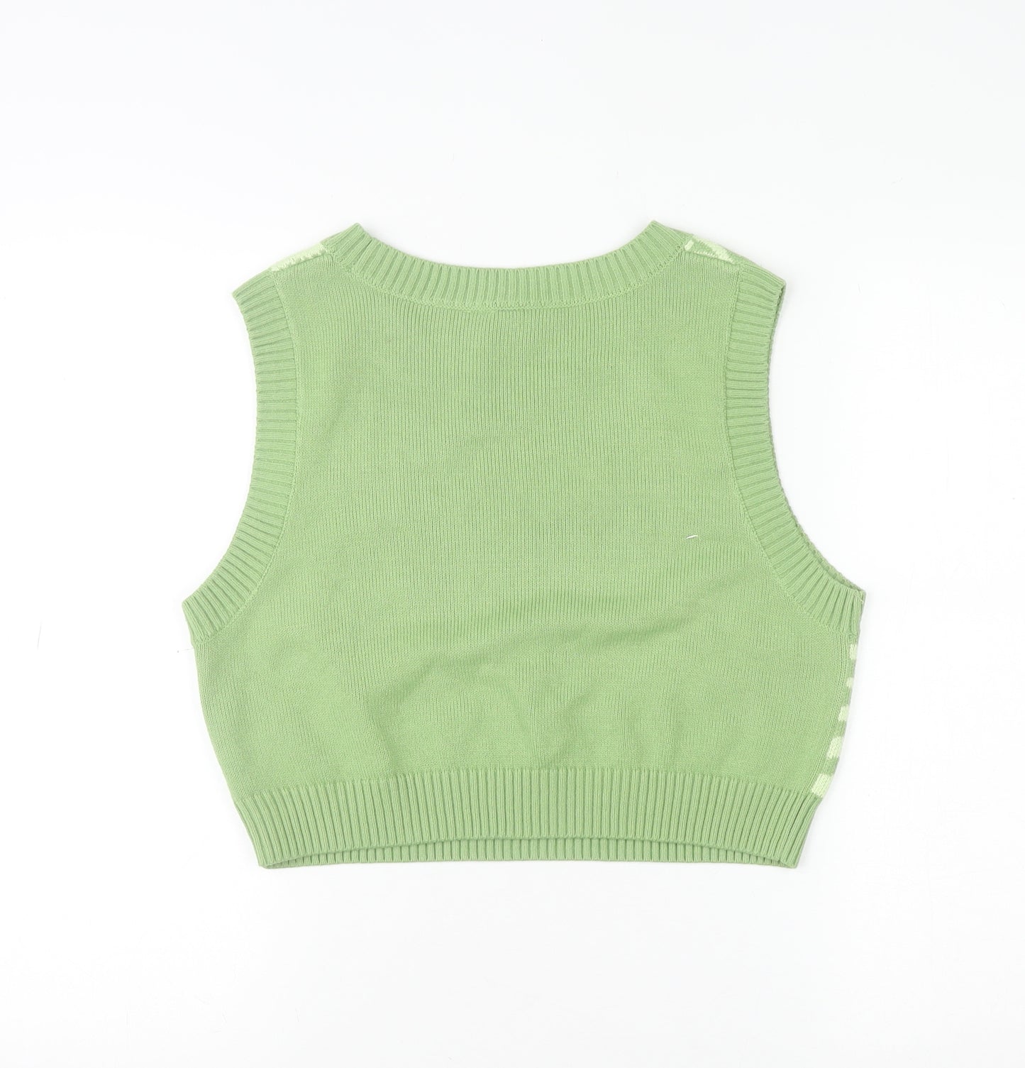 DIVIDED Womens Green Zebra Knit Sleeveless Vest Size 12