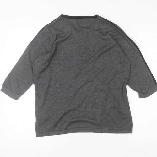Christa Probst Women Grey Geometric 3/4 Sleeve Pullover Jumper Size 12