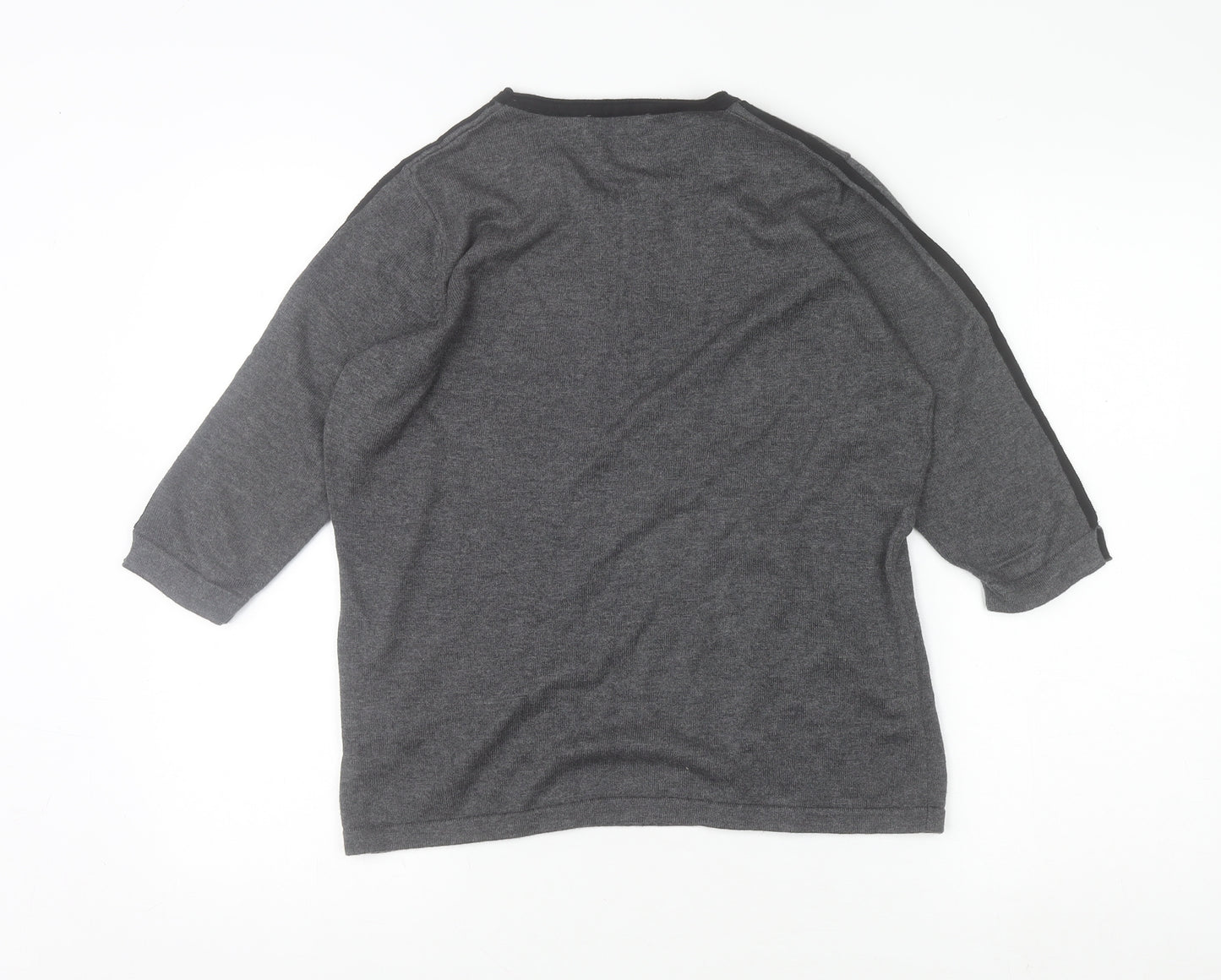 Christa Probst Women Grey Geometric 3/4 Sleeve Pullover Jumper Size 12