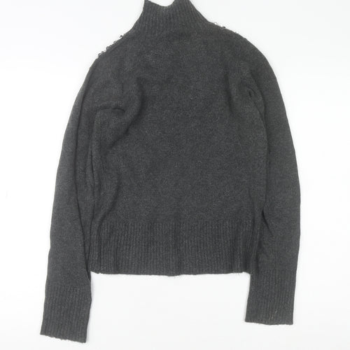 River Island Women’s Grey Sequin Roll Neck Jumper Size 8