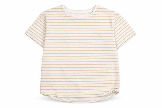 Dunnes Girls Beige Striped Cotton T-Shirt 8-9 Years