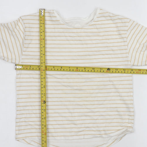 Dunnes Stores Girls Beige Striped Cotton T-Shirt 8-9 Years