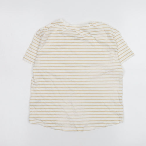 Dunnes Stores Girls Beige Striped Cotton T-Shirt 8-9 Years