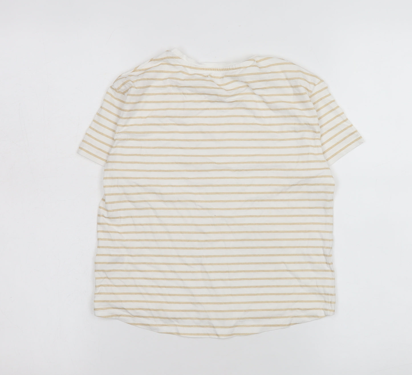 Dunnes Stores Girls Beige Striped Cotton T-Shirt 8-9 Years