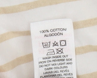 Dunnes Stores Girls Beige Striped Cotton T-Shirt 8-9 Years
