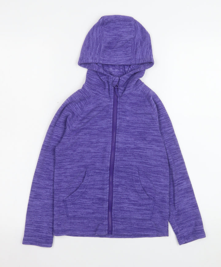 Mountain Warehouse Girls Purple Hooded Full Zip Fleece Jacket 7-8 Years