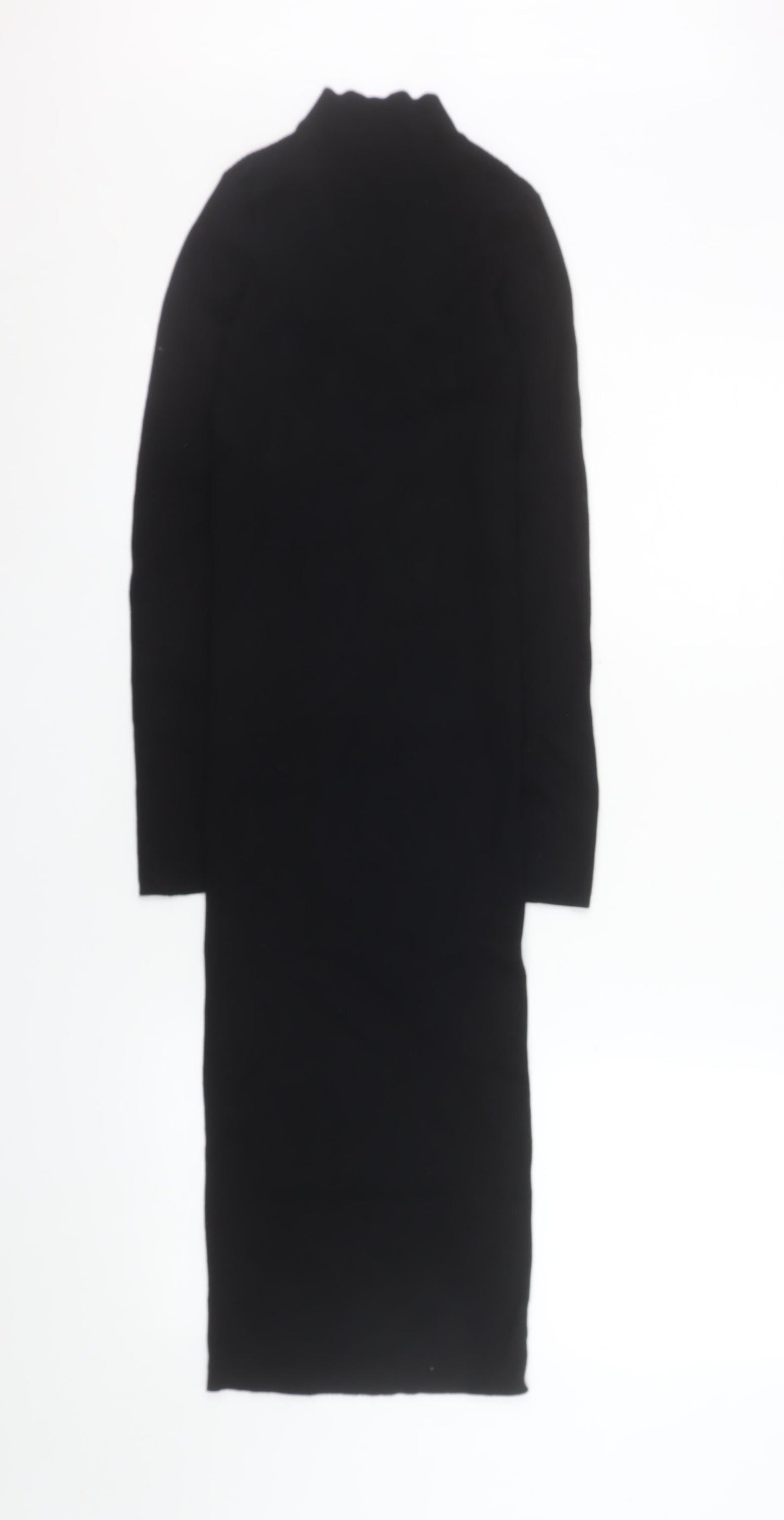 Bershka Women Black Knit Bodycon Midi Dress Size S