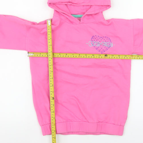 Dunnes Stores Girls Pink Pullover Hoodie 4-5 Years Graphic Print Cotton Blend