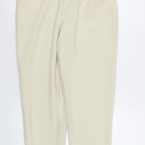 Zara Women Beige Slim Fit Pleated Tapered Trousers XS