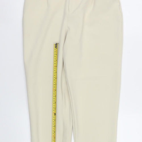 Zara Women Beige Slim Fit Pleated Tapered Trousers XS