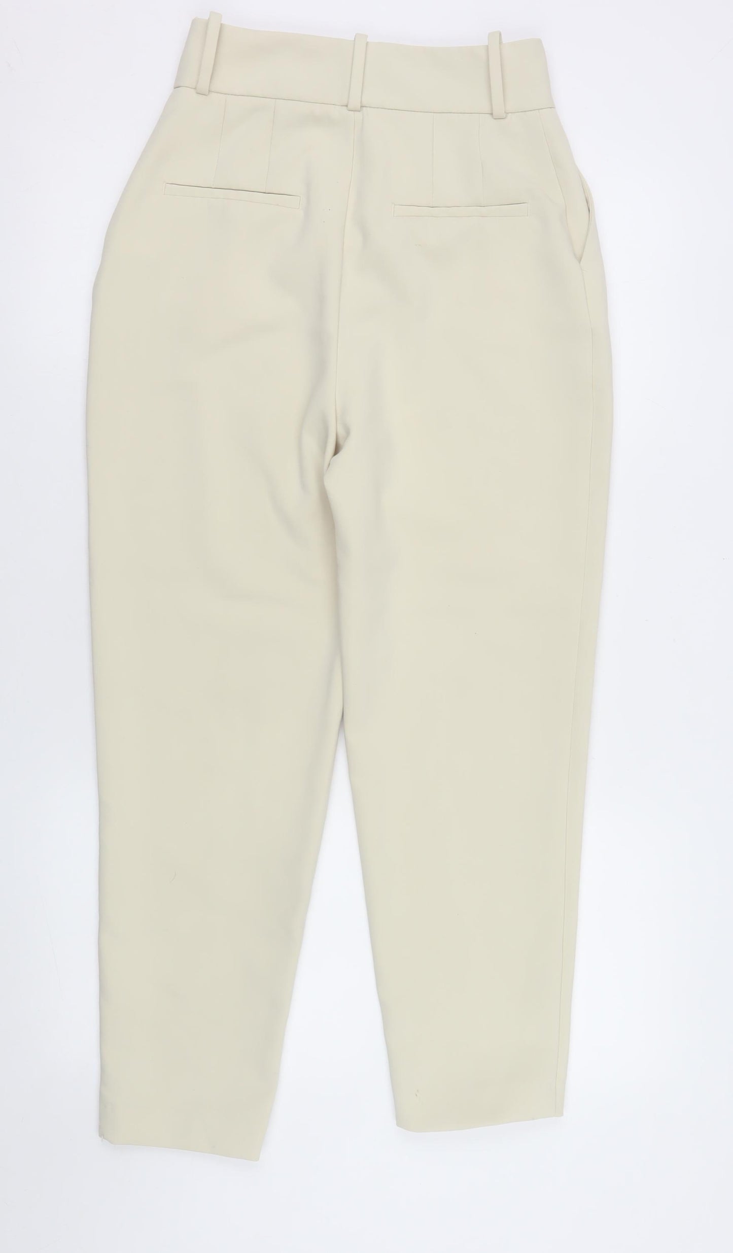Zara Women Beige Slim Fit Pleated Tapered Trousers XS