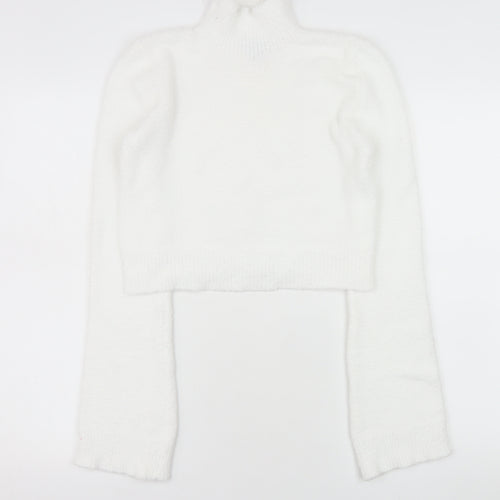 PrettyLittleThing Womens White Roll Neck Knit Jumper XS
