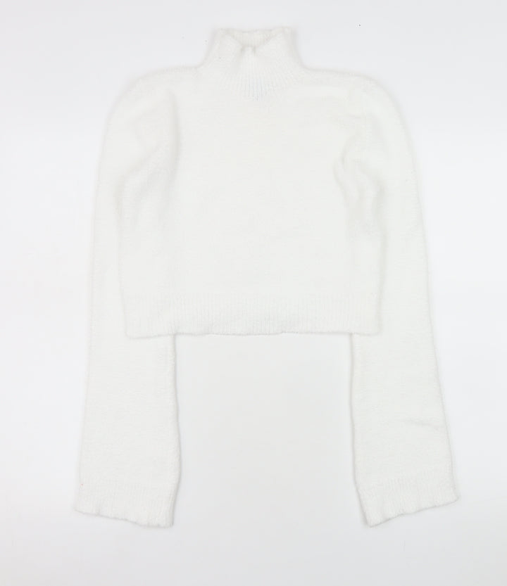 PrettyLittleThing Womens White Roll Neck Knit Jumper XS