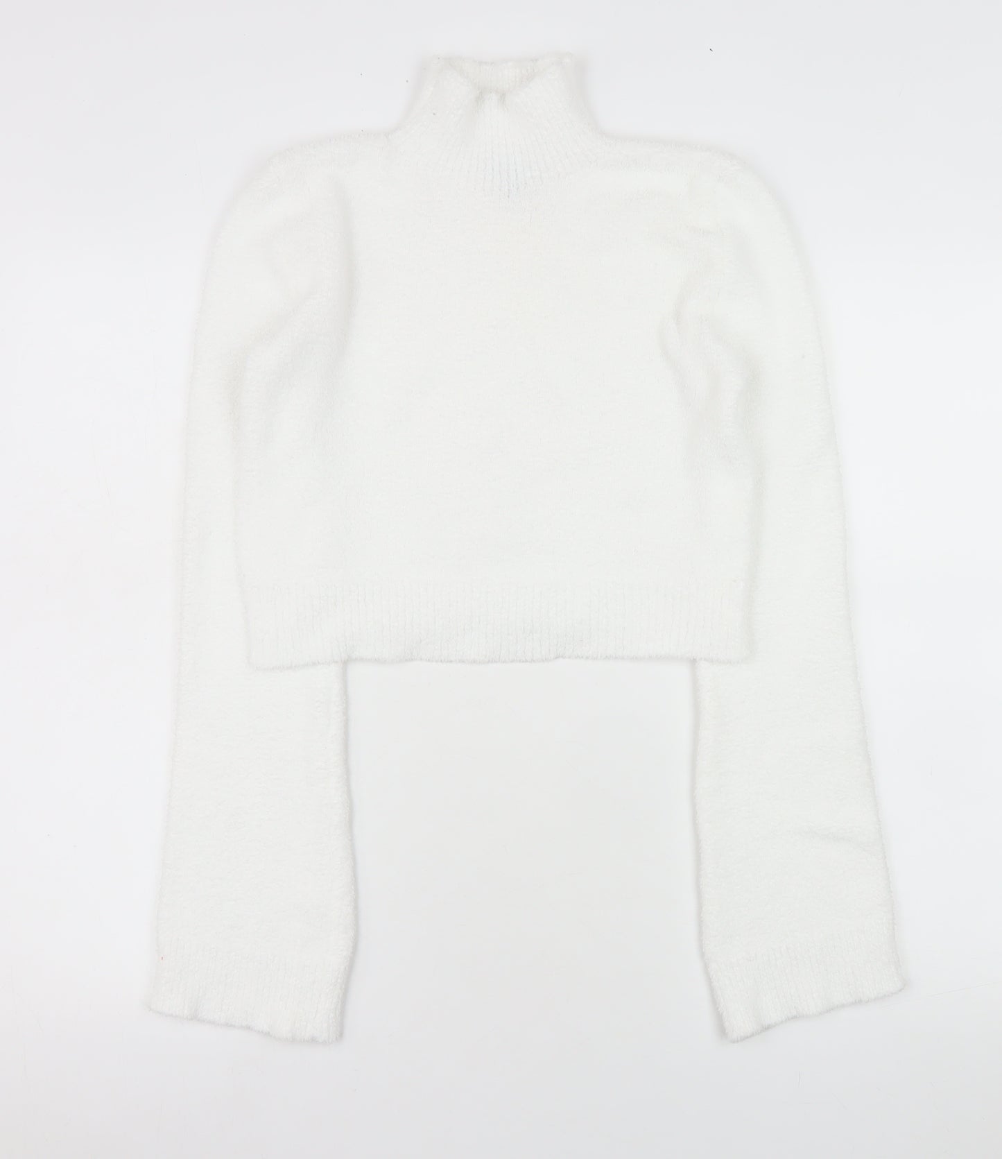 PrettyLittleThing Womens White Roll Neck Knit Jumper XS